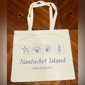 Evry Jewels Nantucket Island Cream Beige Canvas Tote Bag Beach Themed Nautical